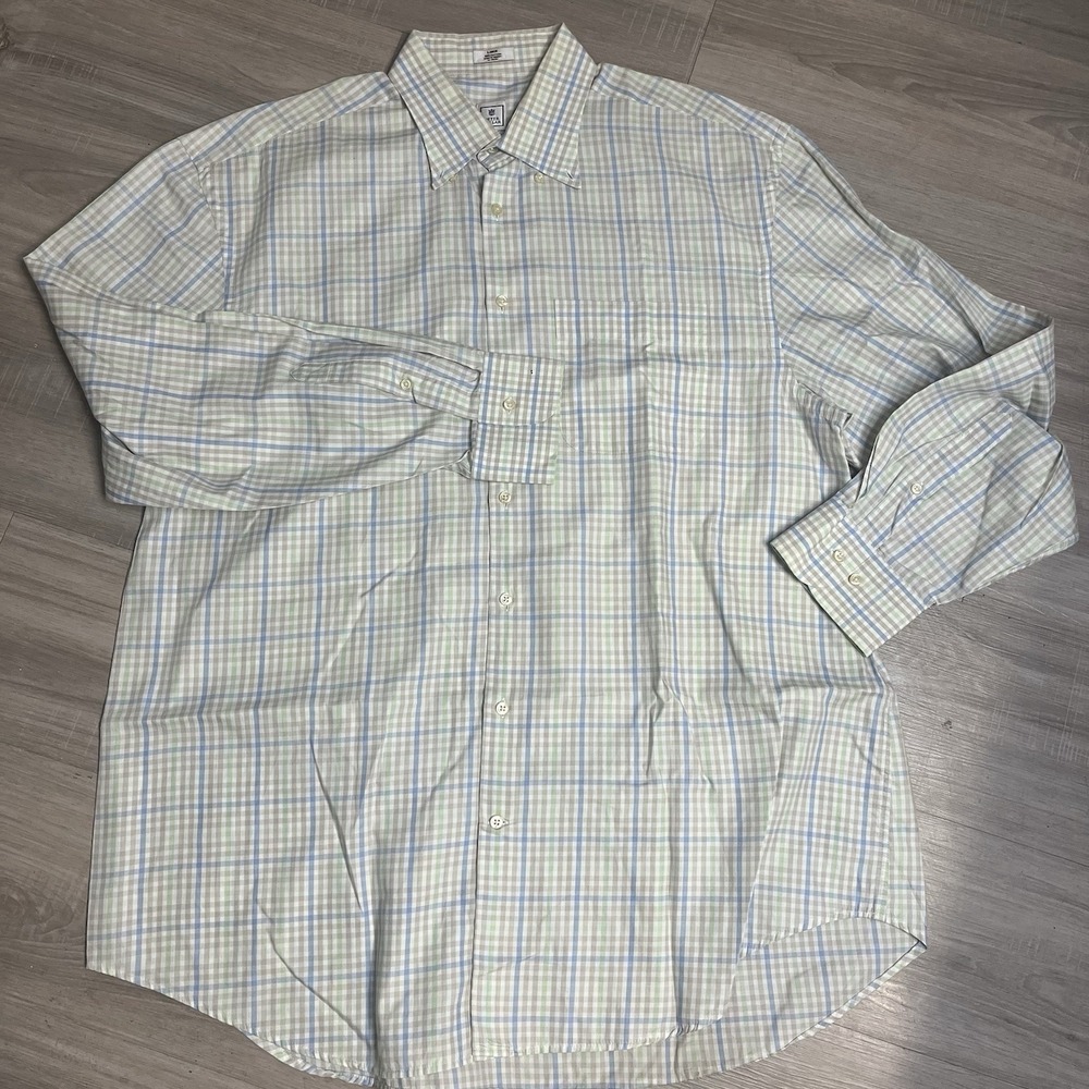 Peter Millar Mens Large Gingham Check Short Sleeve Button Down Shirt Multi Color